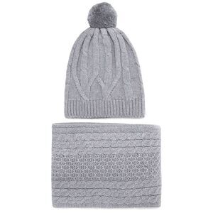 Chinti & Parker Womens Merino Wool Cable-knit Scarf & Beanie Set Grey